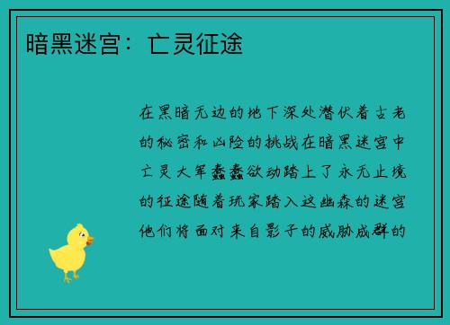 暗黑迷宫：亡灵征途